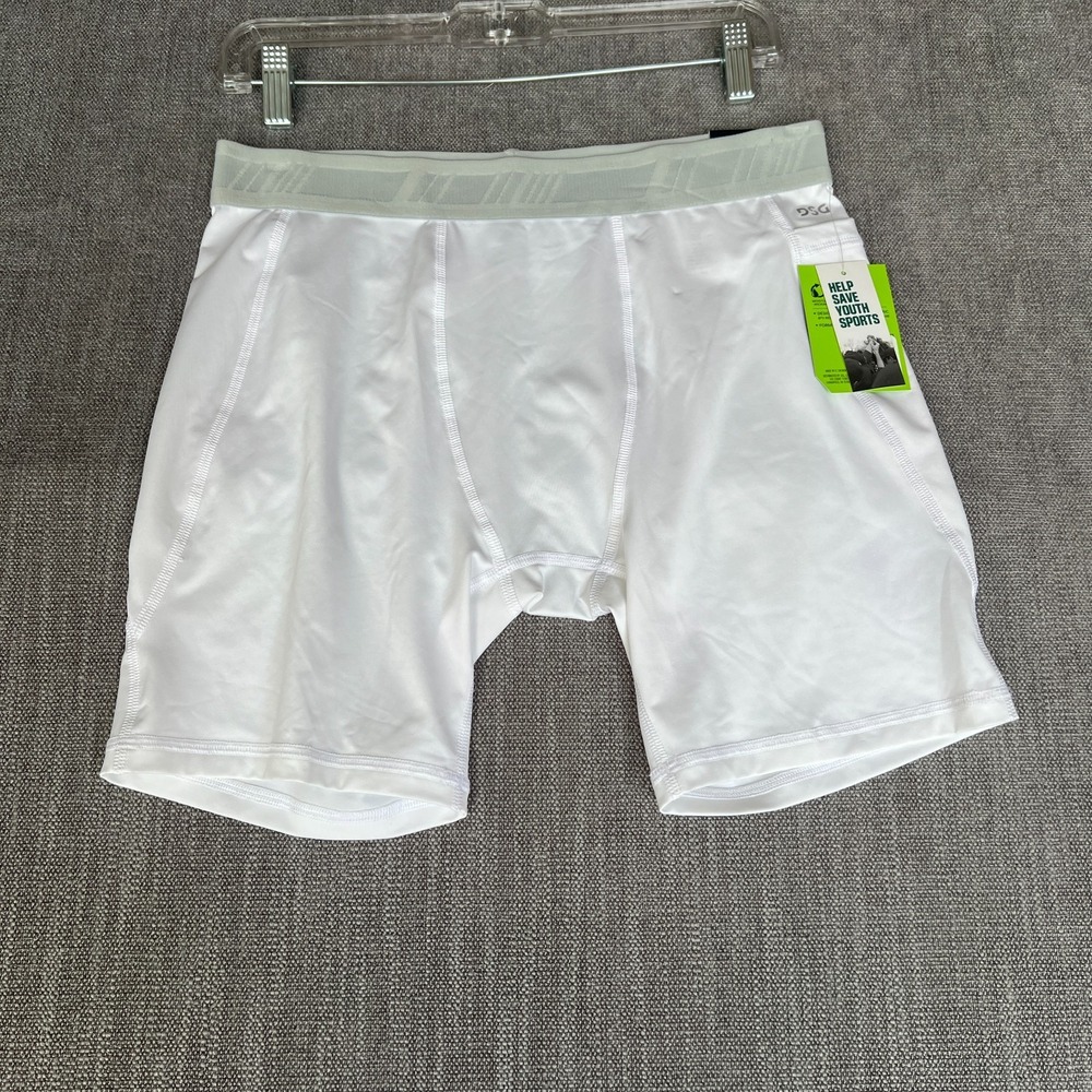DSG Compression Shorts Mens Large White Performance Stretch Tight Fit Base Layer
